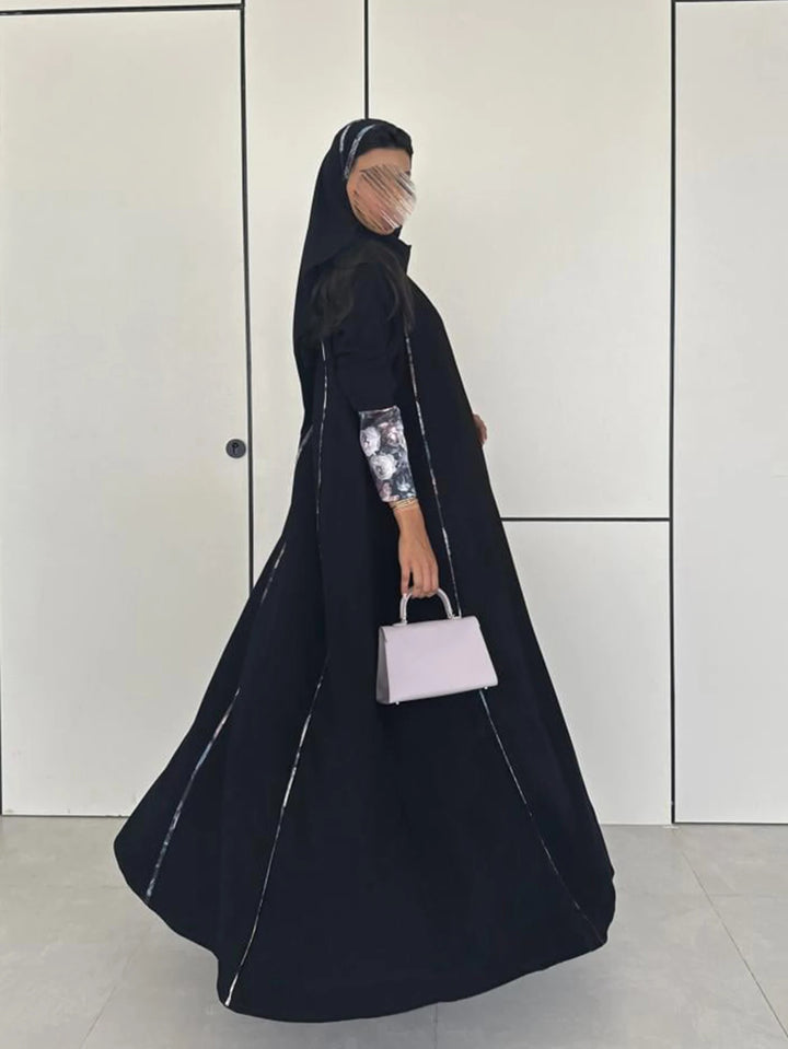 Black Open Abaya | Elegant Kimono Sleeve Modest Wear