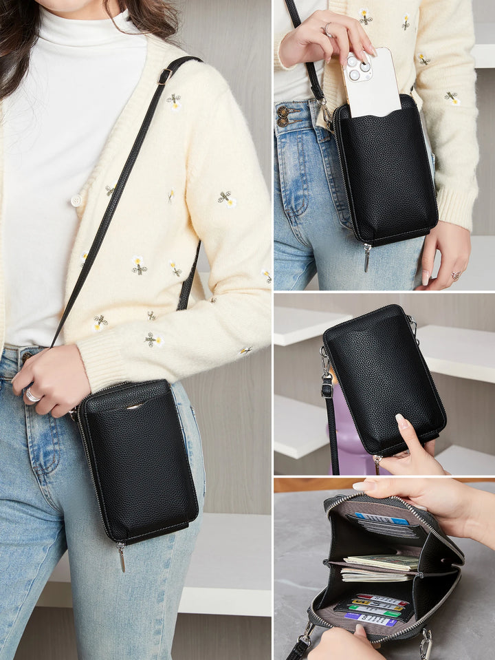 Women’s Minimalist PU Crossbody Phone Bag | حقيبة هاتف نسائية كروس بودي بتصميم بسيط