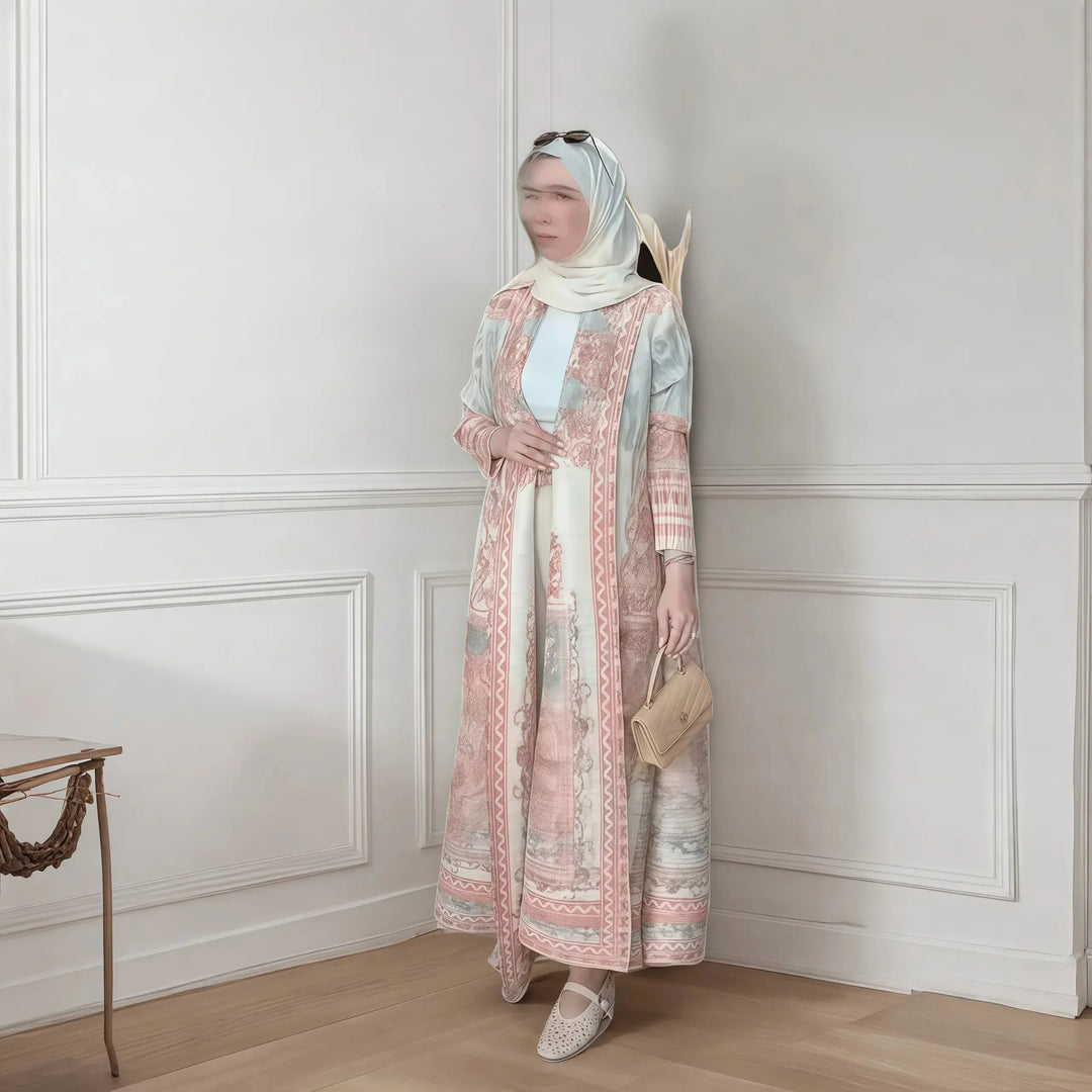 Printed Open Abaya | Elegant Lightweight Modest Wear