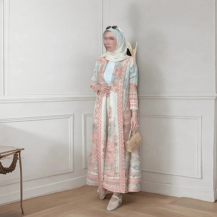 Printed Open Abaya | Elegant Lightweight Modest Wear