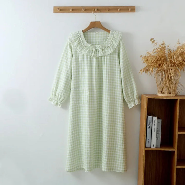 Women’s Cotton Nightgown | جلابية قطنية صيفية للبيت - Plaid