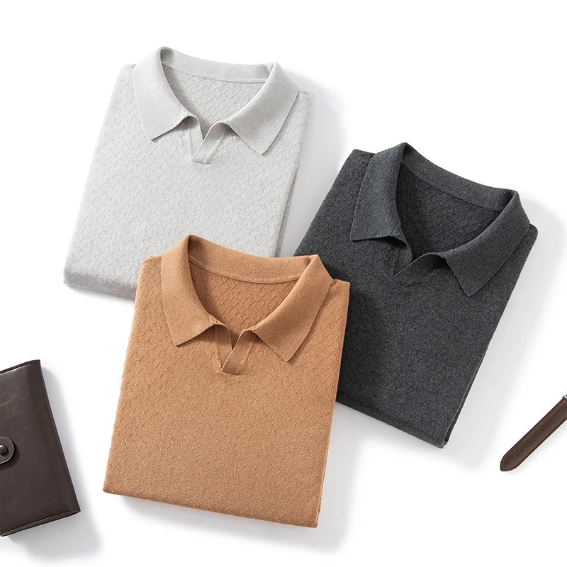 Men’s Mulberry Silk Knit Polo Shirt