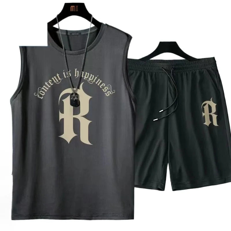 Men’s Breathable Sports T-Shirt & Shorts Set | طقم رياضي رجالي خفيف تيشيرت وشورت