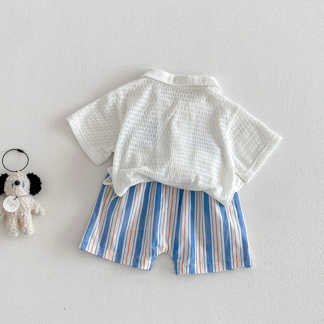 Baby Boys’ Breathable Shirt & Shorts Set 1–3Y | طقم طفل خفيف بقميص وشورت لعمر ١–٣ سنوات