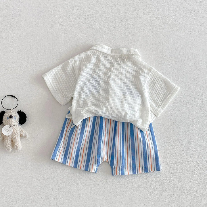 Baby Boys’ Breathable Shirt & Shorts Set 1–3Y | طقم طفل خفيف بقميص وشورت لعمر ١–٣ سنوات