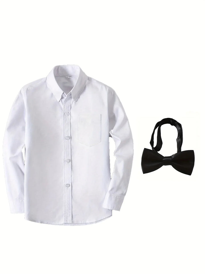Boys’ Long Sleeve Shirt with Bow Tie 2–16 Years | قميص أولاد بأكمام طويلة وربطة عنق لعمر ٢–١٦ سنة