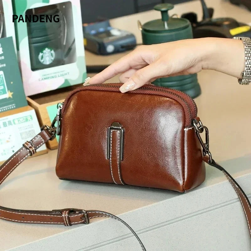 Women’s Genuine Leather Small Crossbody Bag | حقيبة نسائية صغيرة من الجلد الطبيعي كروس بودي