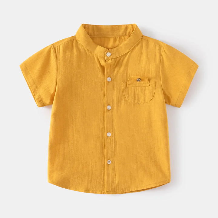 Boys’ Cotton Mandarin Collar Shirt 2–6 Years | قميص أولاد قطني بياقة ماندارين لعمر ٢–٦ سنوات