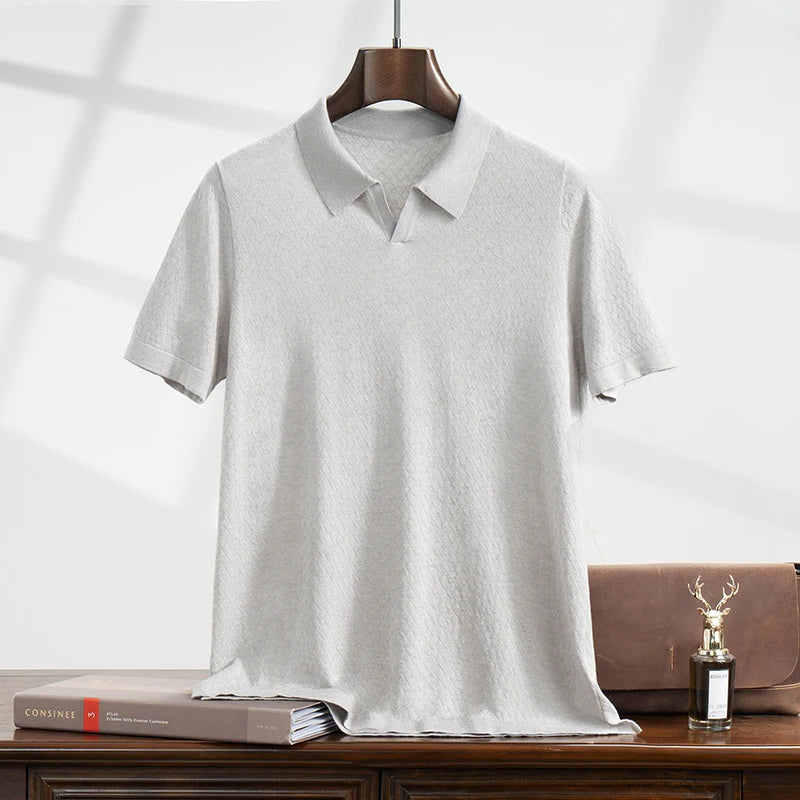 Men’s Mulberry Silk Knit Polo Shirt