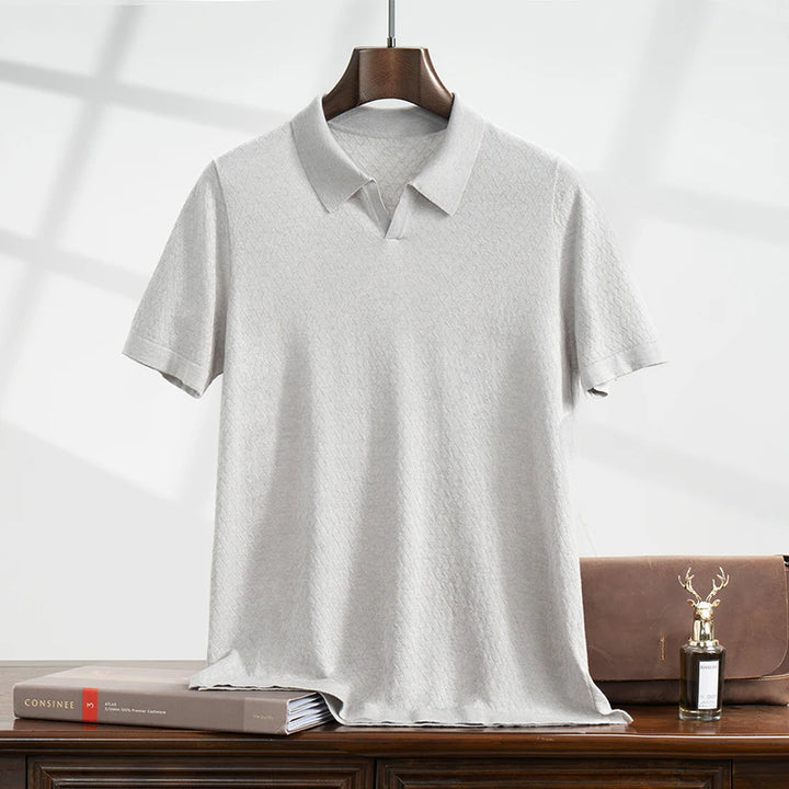 Men’s Mulberry Silk Knit Polo Shirt