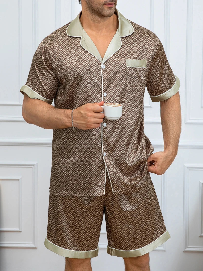 Men’s Plaid Pajamas Set | Short Sleeve Comfortable Sleepwear