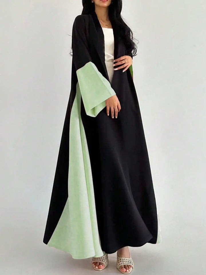 Abaya Open Front Color Block Elegant Modest