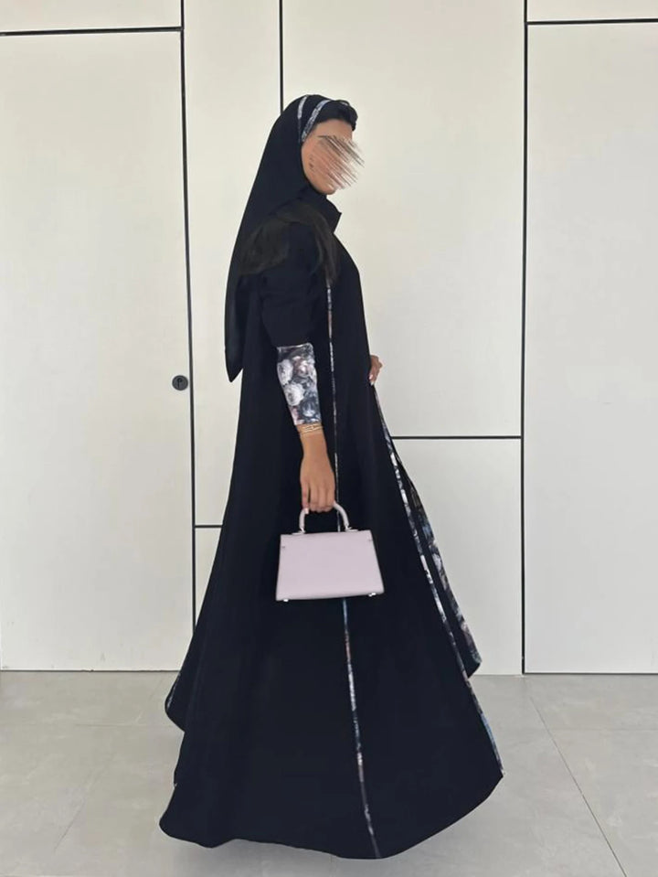 Black Open Abaya | Elegant Kimono Sleeve Modest Wear