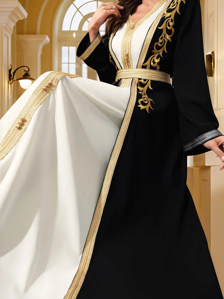 Women’s Open Abaya | Elegant Contrast Layered Modest Design
