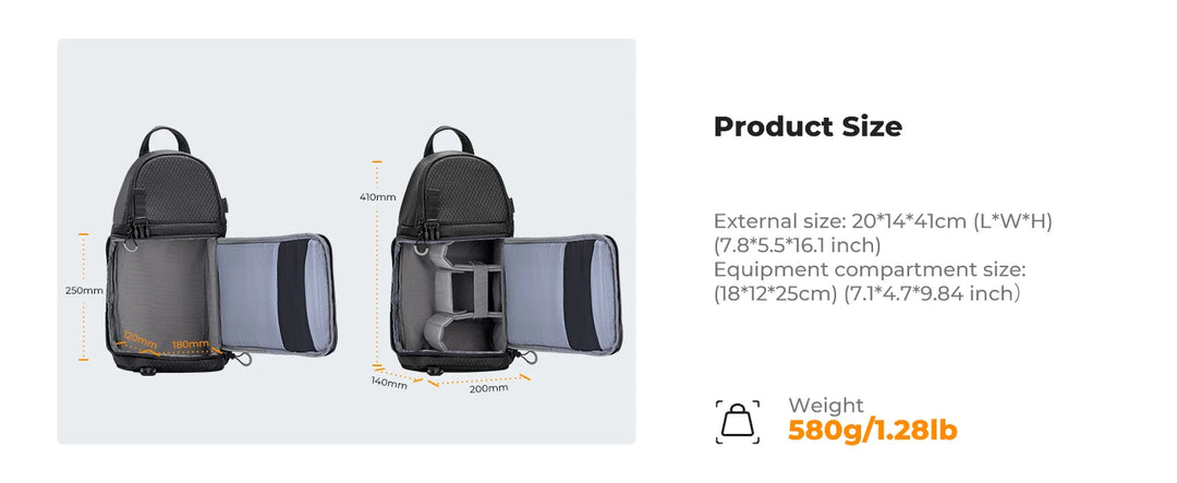 Men’s Waterproof Camera Sling Backpack 10L | حقيبة كاميرا رجالية مقاومة للماء 10 لتر