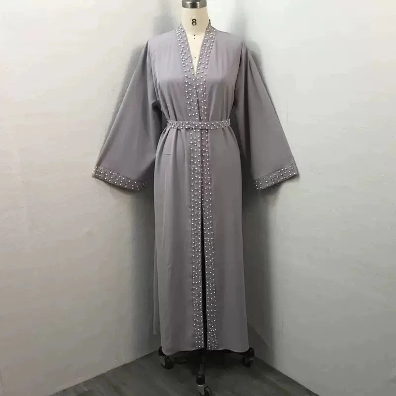 Women’s Pearl Detail Open Abaya | عباية مفتوحة بتفاصيل لؤلؤية
