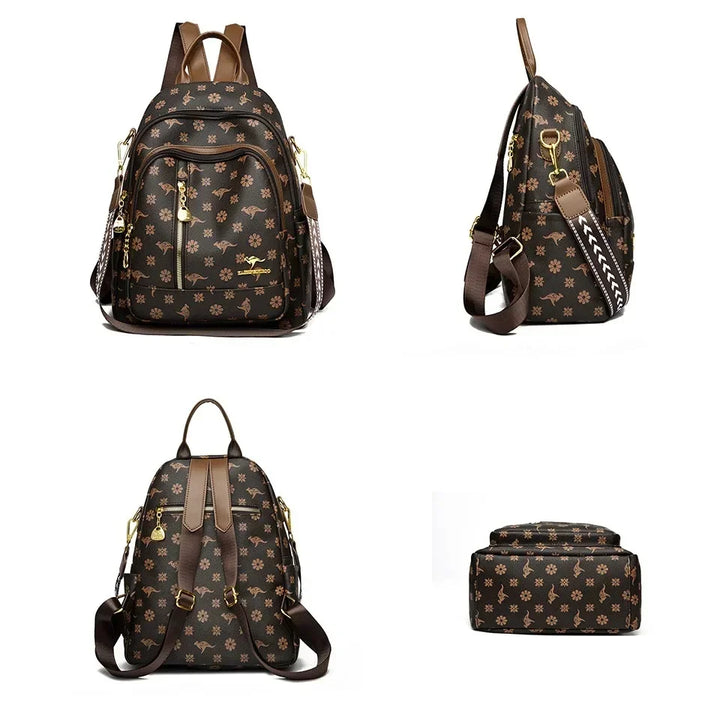 Women’s Leather-Look Travel Backpack | حقيبة ظهر نسائية أنيقة للسفر