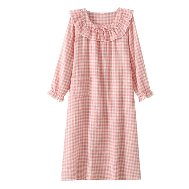 Women’s Cotton Nightgown | جلابية قطنية صيفية للبيت - Plaid