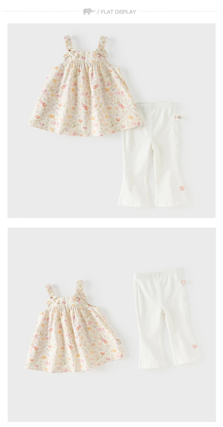 Girls Floral Sleeveless Summer Outfit Set