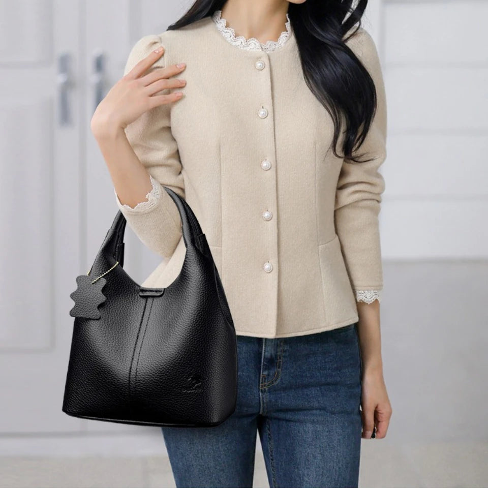 Women’s Soft Bucket Shoulder Bag | Elegant Top-Handle Tote