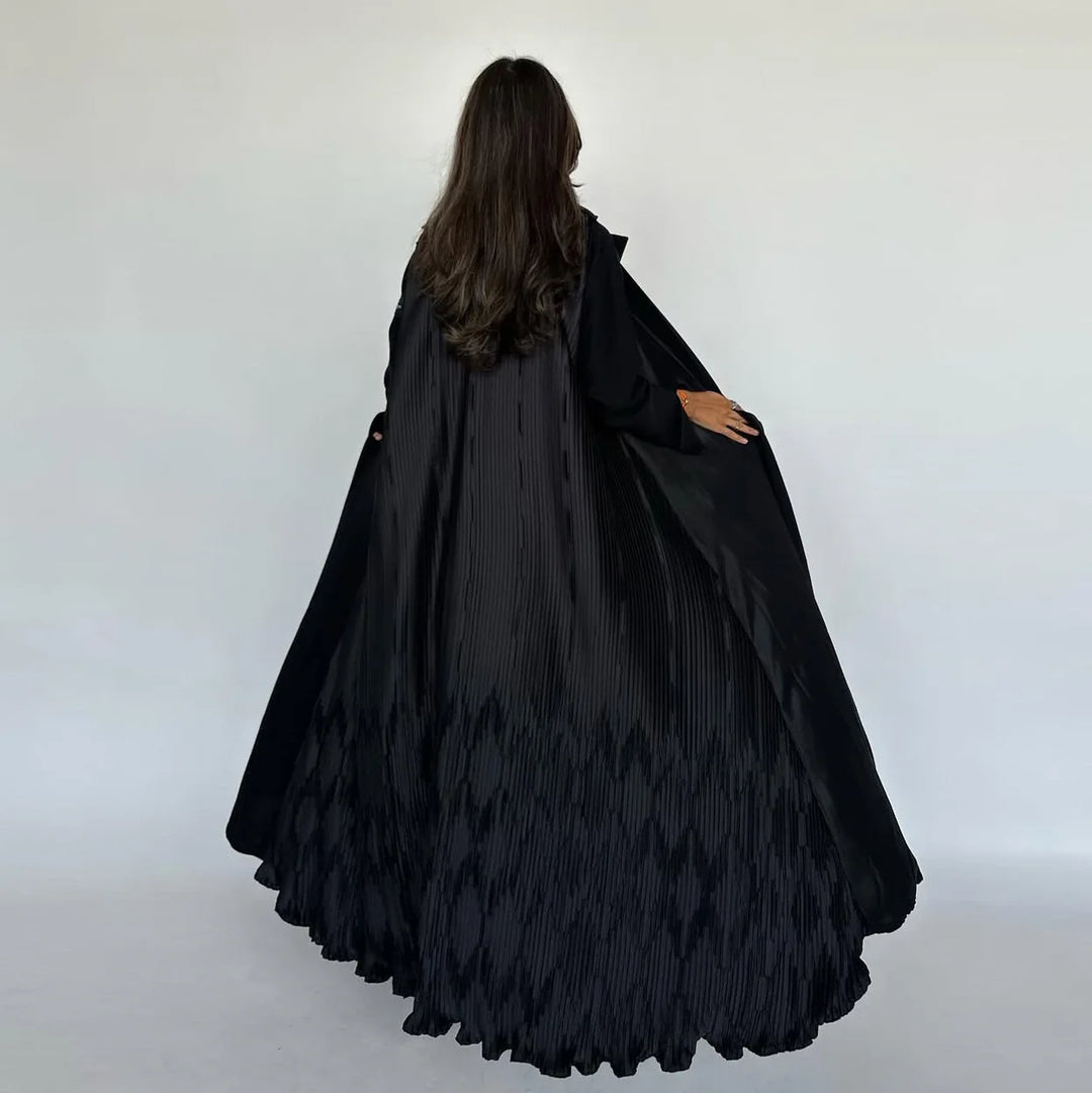 Black Open Abaya | Elegant Loose Kimono Style