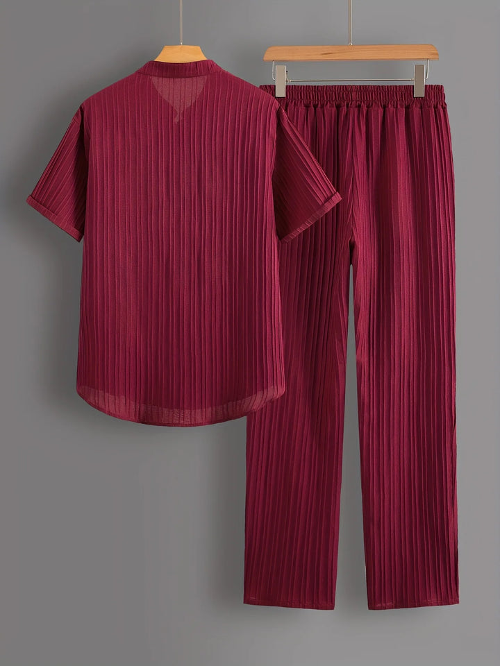 Men’s Summer Casual 2-Piece Set | Short Sleeve Shirt & Relaxed Pants