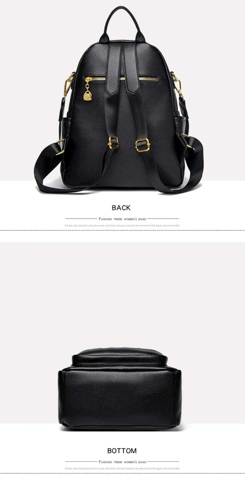 Women’s Leather-Look Travel Backpack | حقيبة ظهر نسائية أنيقة للسفر