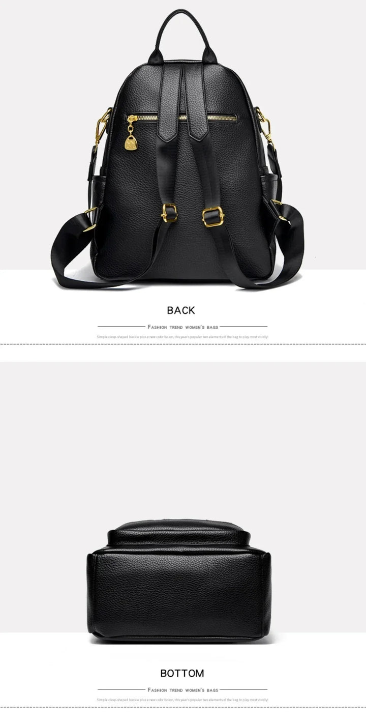 Women’s Leather-Look Travel Backpack | حقيبة ظهر نسائية أنيقة للسفر