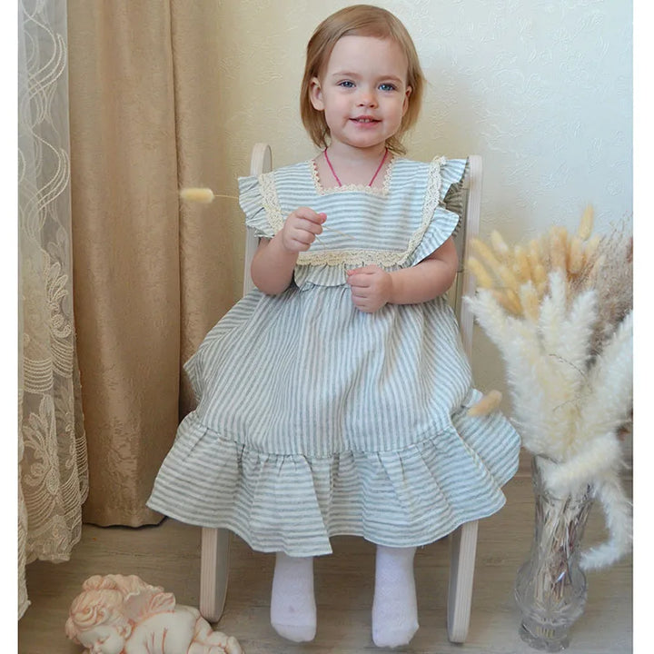 Girls Plaid Ruffle Summer Dress
