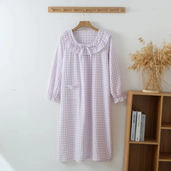 Women’s Cotton Nightgown | جلابية قطنية صيفية للبيت - Plaid