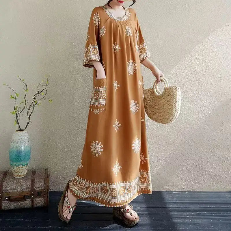 Women’s Floral Maternity Lounge Dress | فستان بيت واسع ومريح - Floral