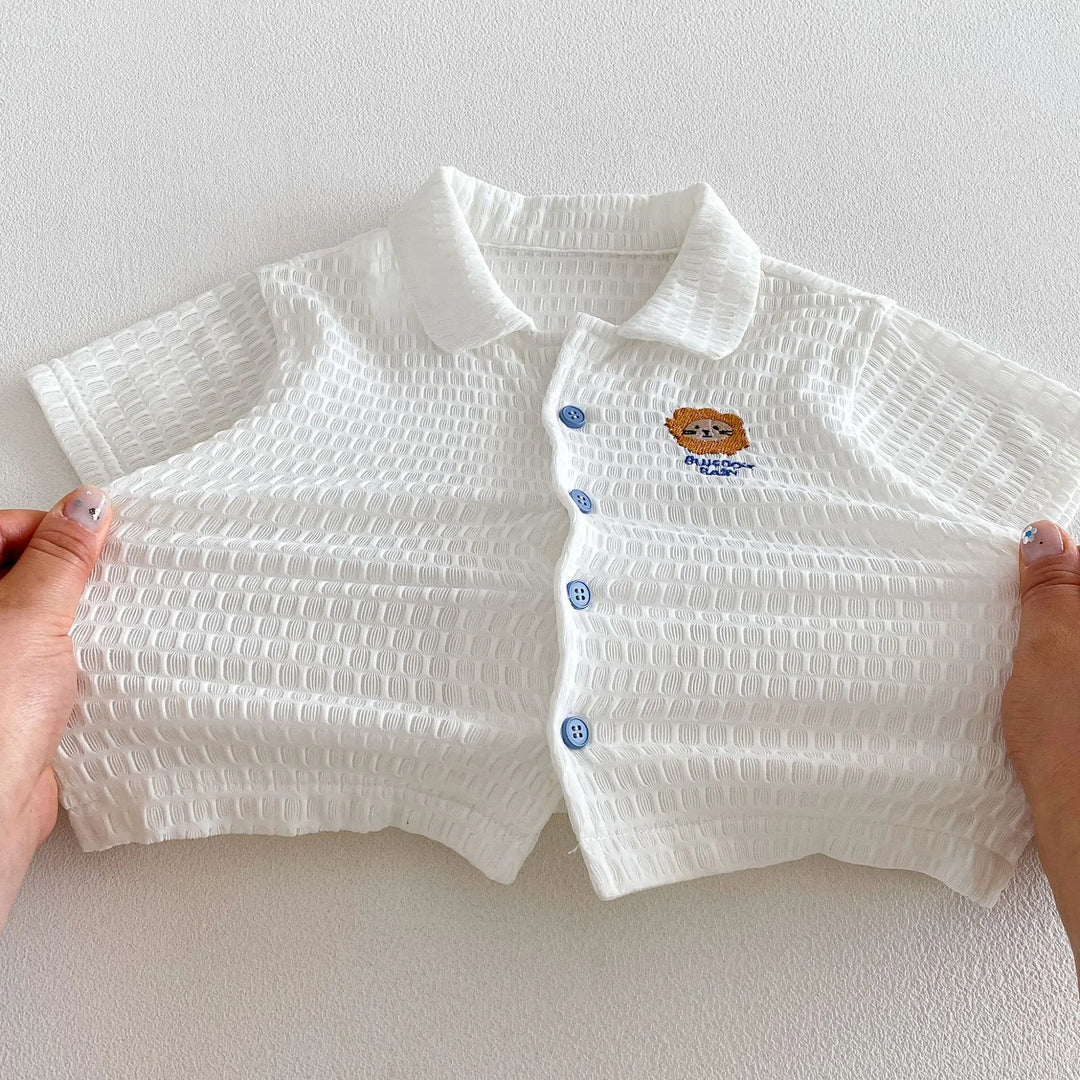 Baby Boys’ Breathable Shirt & Shorts Set 1–3Y | طقم طفل خفيف بقميص وشورت لعمر ١–٣ سنوات