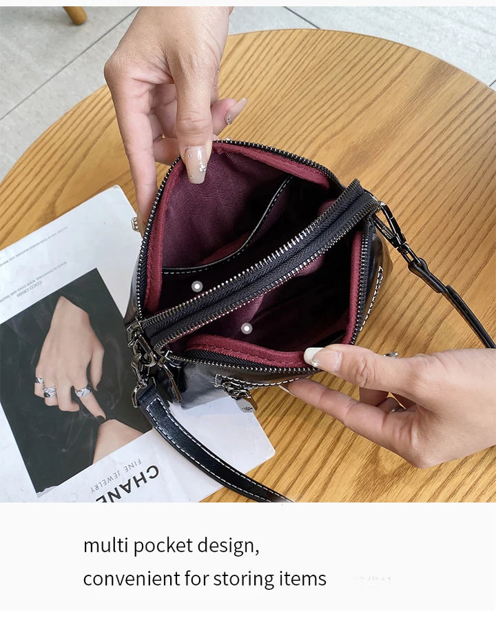 Women’s Genuine Leather Small Crossbody Bag | حقيبة نسائية صغيرة من الجلد الطبيعي كروس بودي