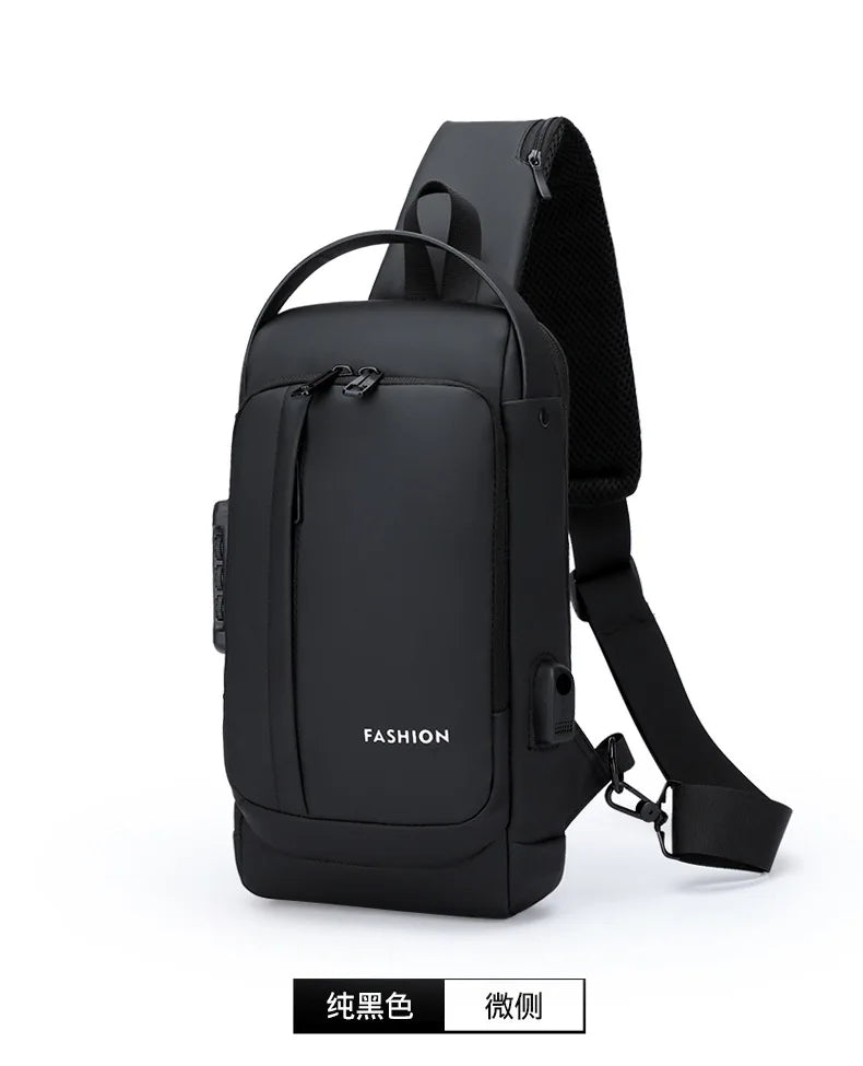 Men’s Anti-Theft Oxford Sling Chest Bag | حقيبة صدر رجالية أكسفورد مضادة للسرقة