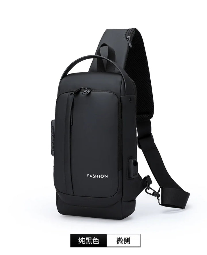 Men’s Anti-Theft Oxford Sling Chest Bag | حقيبة صدر رجالية أكسفورد مضادة للسرقة