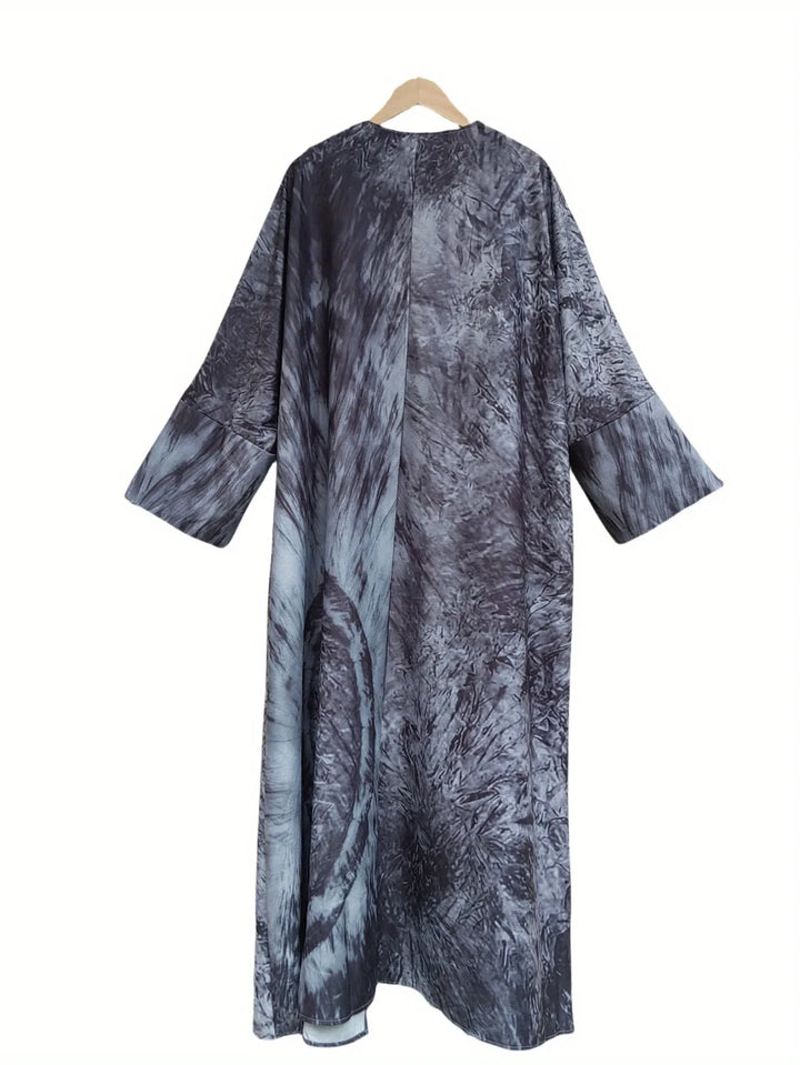 Women’s Open Abaya | Artistic Tie-Dye Modest Layering Design