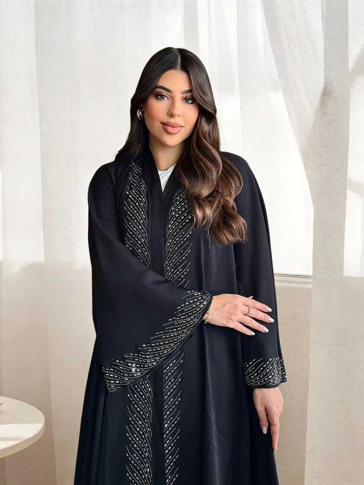 Women’s Open Abaya | Rhinestone Detail Plus Size Design
