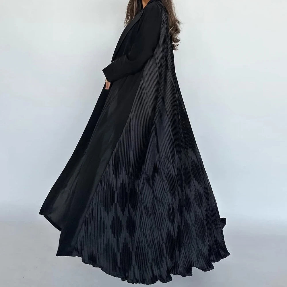 Black Open Abaya | Elegant Loose Kimono Style