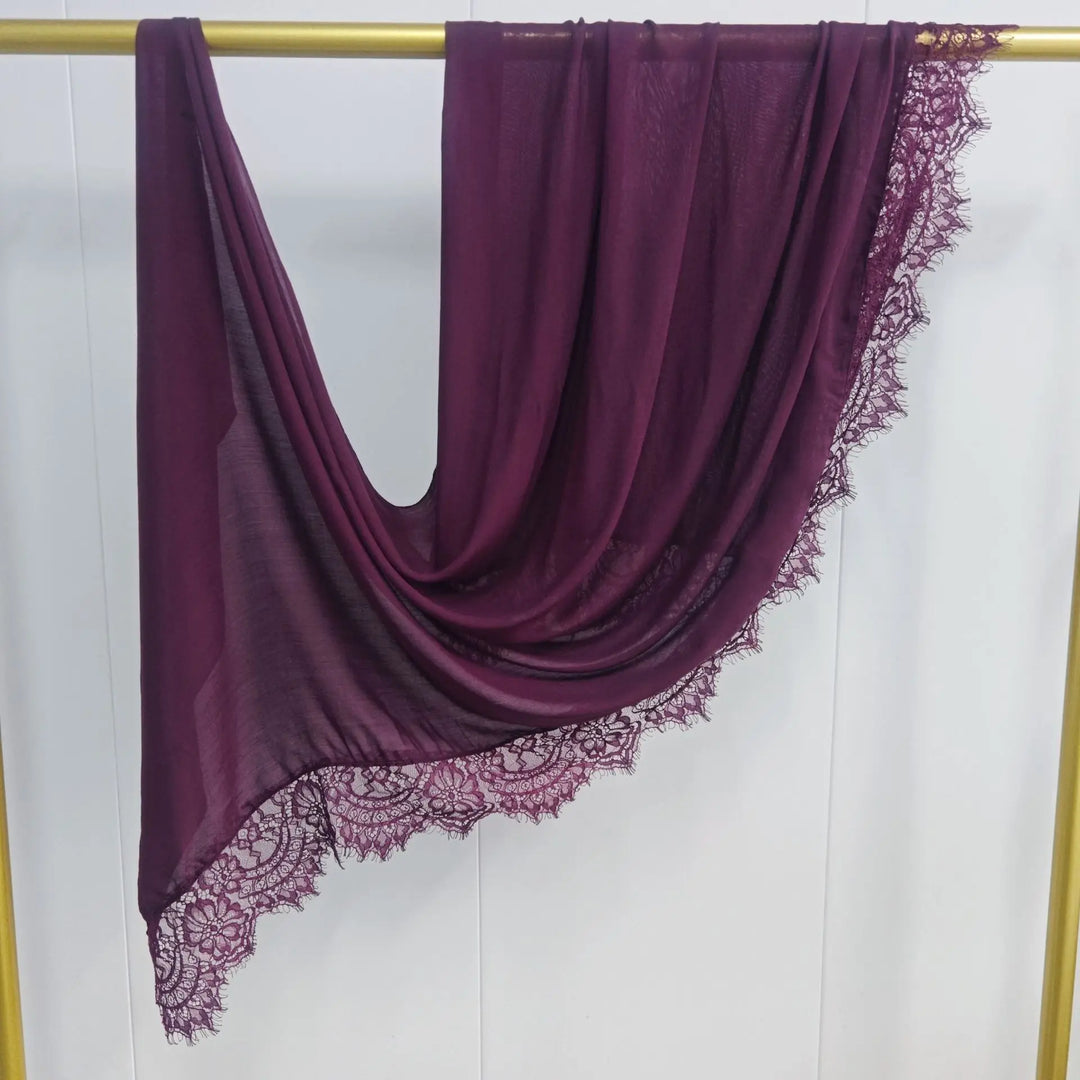 Women’s Lace Edge Hijab Scarf | Soft Everyday Drape