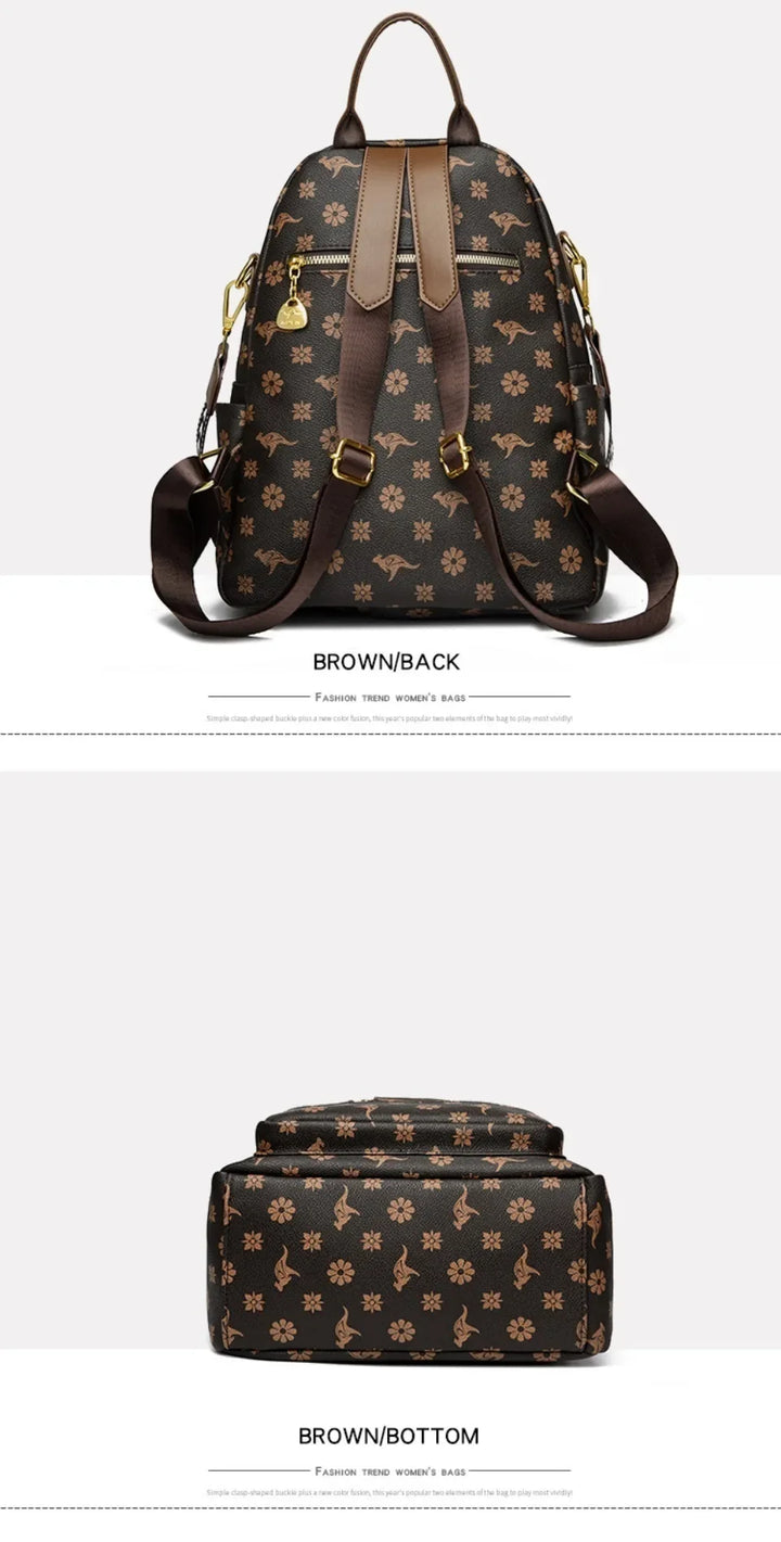 Women’s Leather-Look Travel Backpack | حقيبة ظهر نسائية أنيقة للسفر