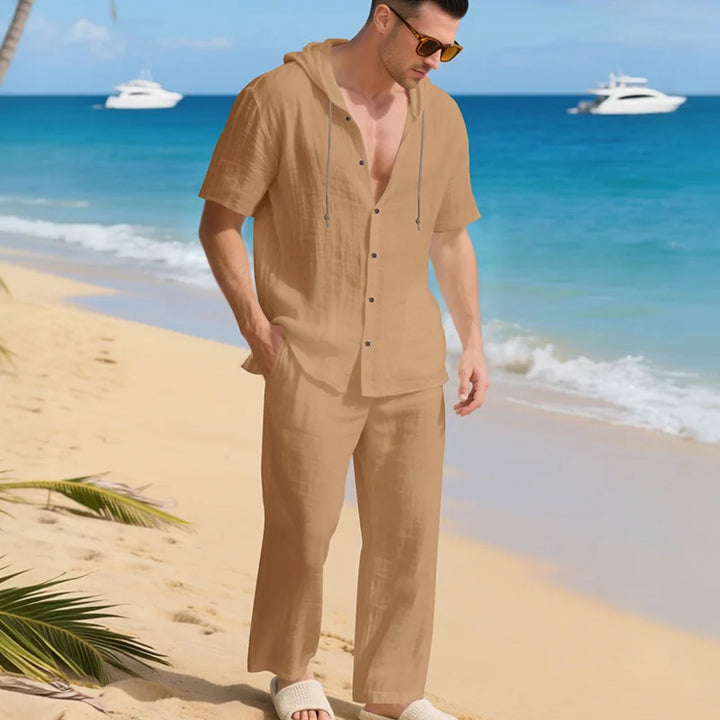 Men’s Summer Beach Set | Casual Short Sleeve Shirt & Shorts Outfit