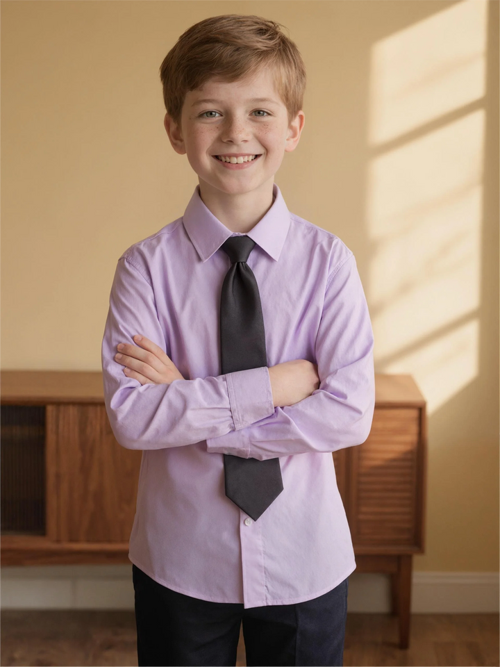 Kids’ Cotton Dress Shirt 2–16 Years | قميص أطفال قطني أنيق لعمر ٢–١٦ سنة
