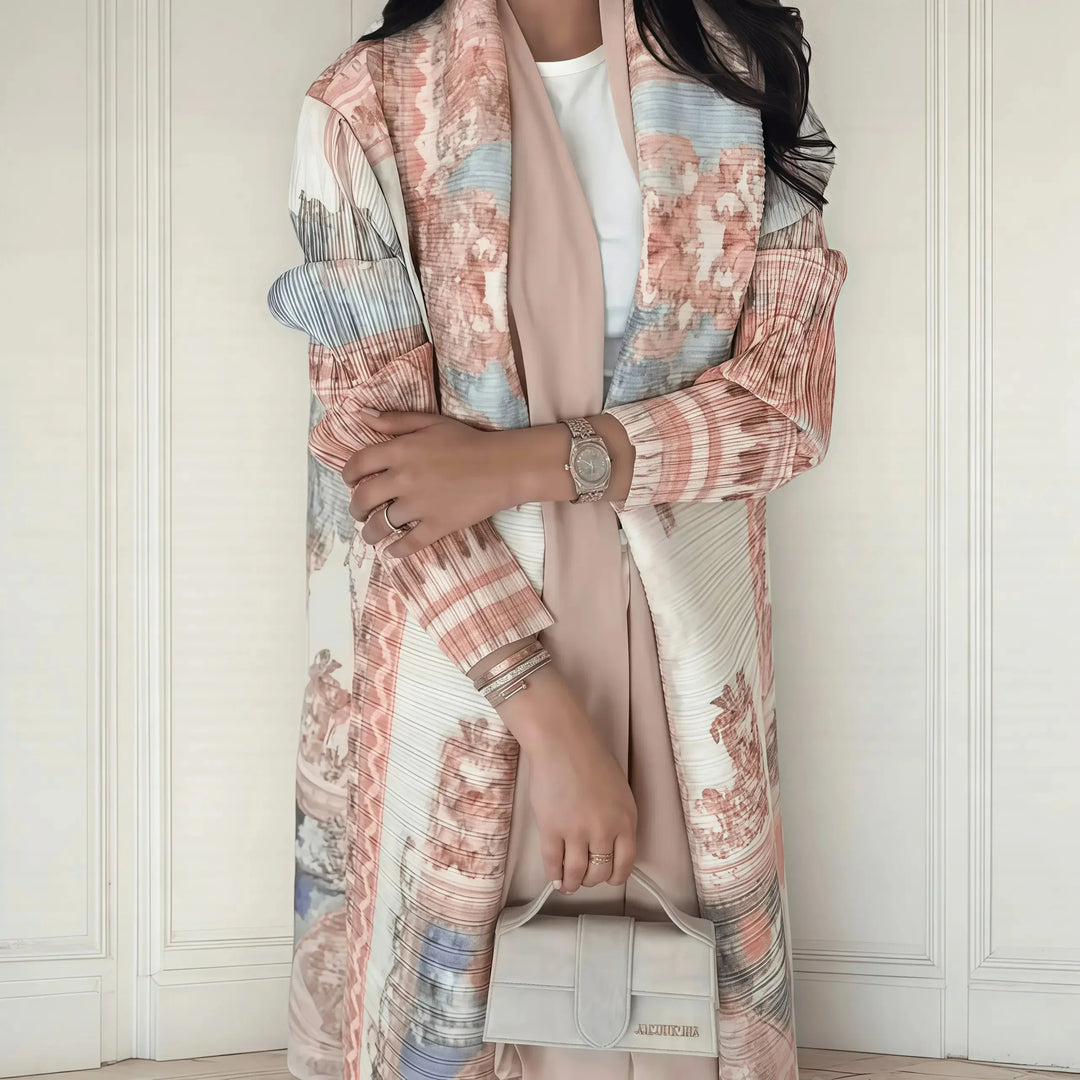 Printed Open Abaya | Elegant Lightweight Modest Wear