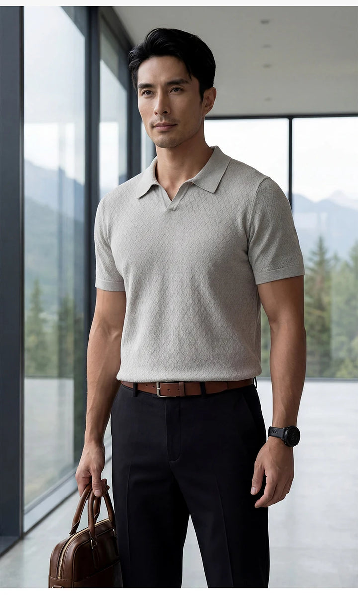 Men’s Mulberry Silk Knit Polo Shirt