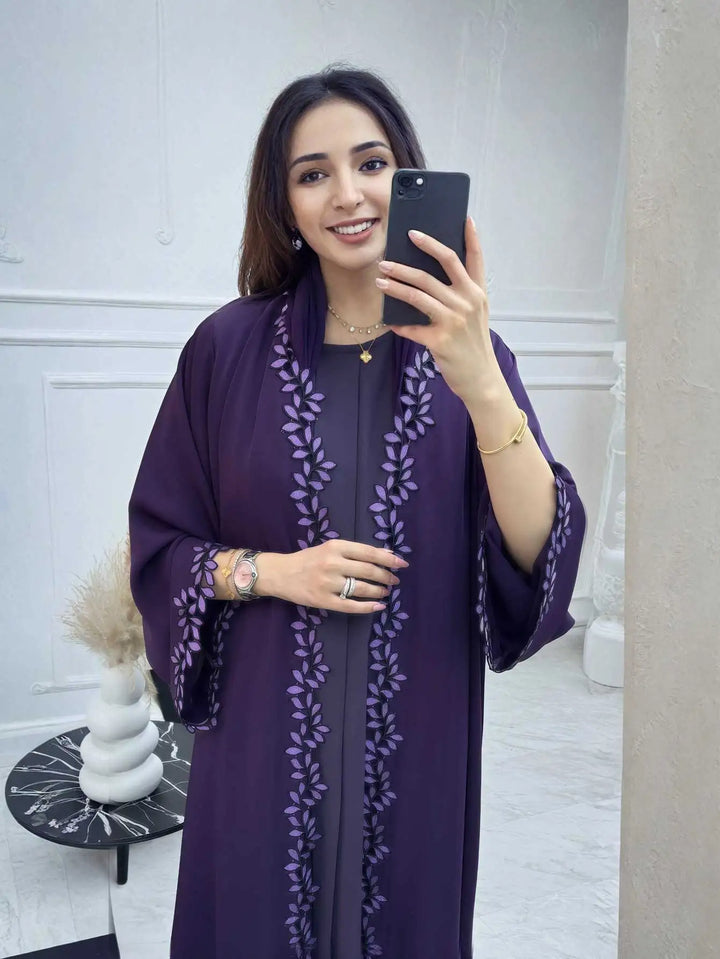 Women’s 2-Piece Abaya Set | Elegant Embroidered Modest Outfit