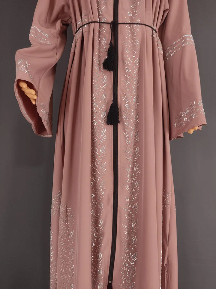 Women’s Crystal Rhinestone Open Abaya | عباية مفتوحة بتفاصيل كريستالية راقية