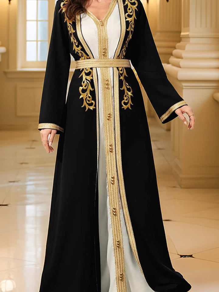 Women’s Open Abaya | Elegant Contrast Layered Modest Design