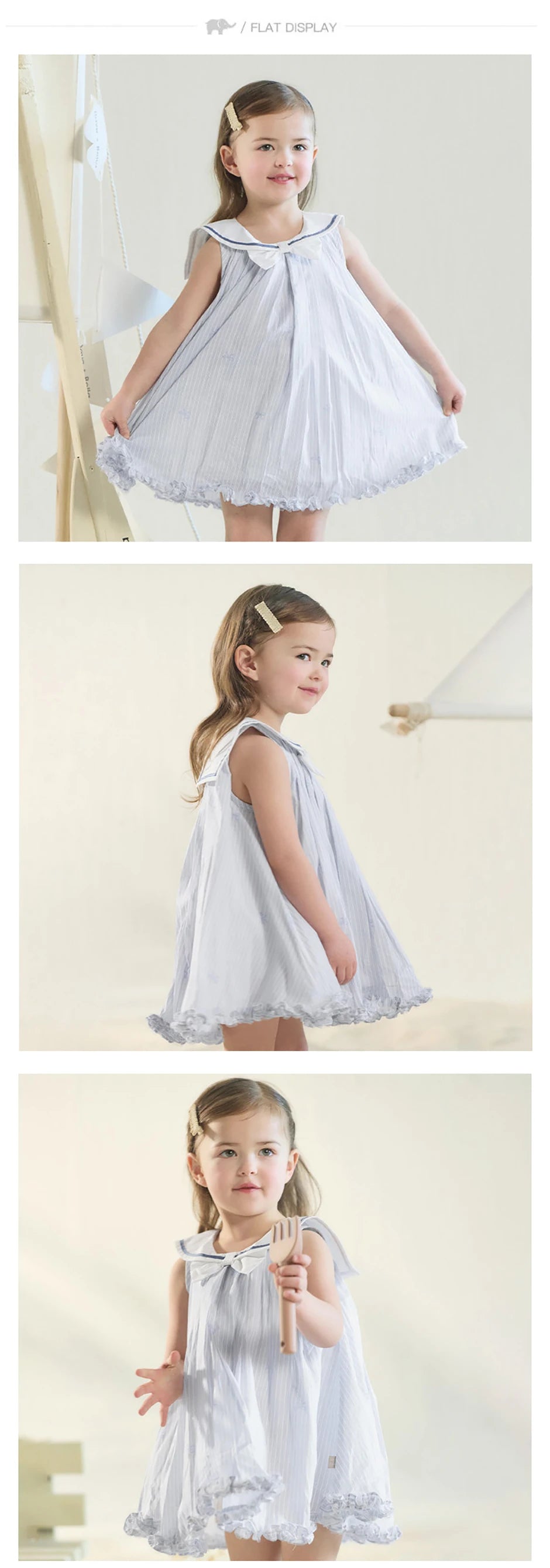 Girls Bow Print Cotton Dress