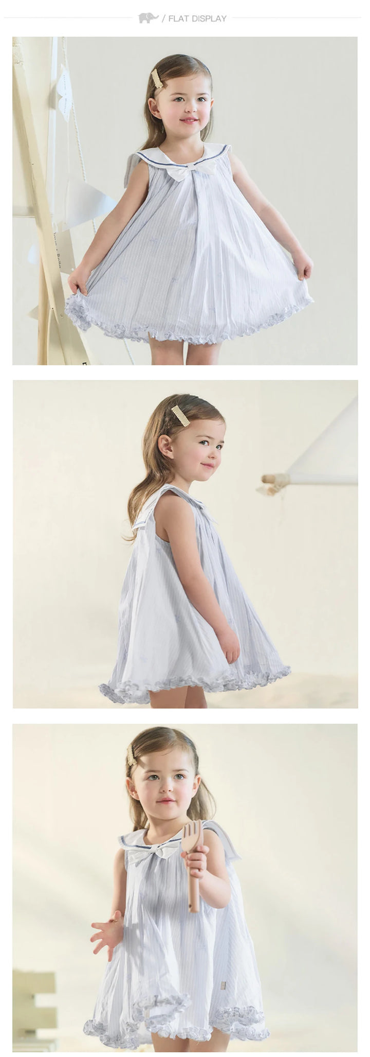 Girls Bow Print Cotton Dress