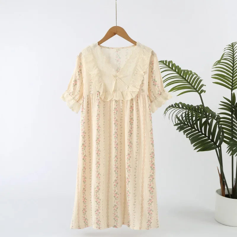 Women’s Cotton Summer Nightgown | جلابية بيت قطنية صيفي - Vine Print